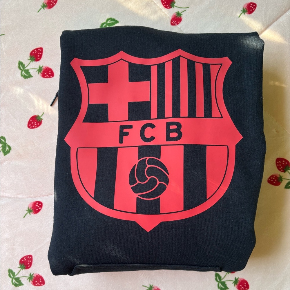 BARCELONA , DARK BLUE HOODIE  , SIZE MEDIUM